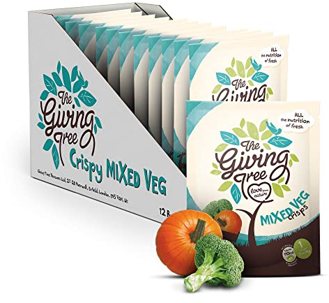 The Giving Tree Vacuum Fried Veggie Crisps - Vegan, Gluten Free Nutritional Crisps (Mixed Vegetables, 22g (Pack of 12))