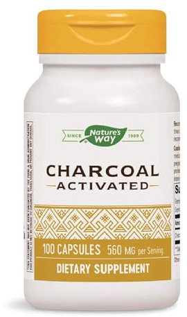 Nature's Way - Activated Charcoal High Adsorbency Certified Potency - 100 Capsules