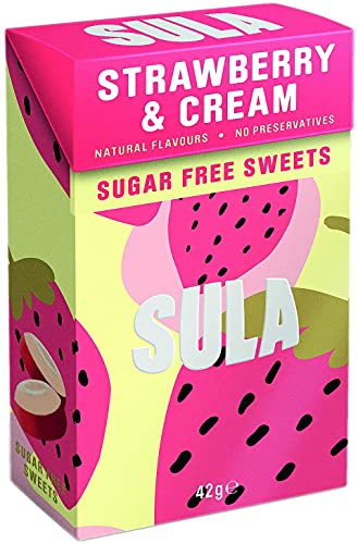 THREE PACKS of Sula Natura Strawberry Cream Sugar Free Sweets with Fresh Crea...