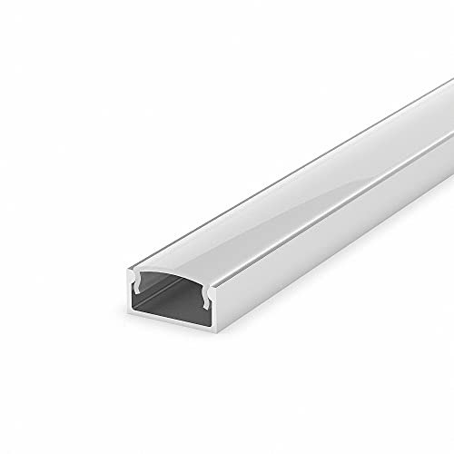 Mextronic Anodised Aluminiumprofil eloxierte Aluminium Profile LED Profil Alu Einlassprofil schmal M4-1 opal Abdeckung 100CM Alu für LED Streifen Leisten