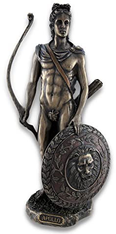 Things2Die4 Römischer/griechischer Gott Apollo mit Schild und Schleife, bronzefarben
