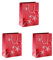 SIGEL GT108 mittelgroße Premium Papier- Geschenktüten 23 x 17,5 cm | 3er Set | mit Rot- und Weißprägung | für Weihnachten | Wave