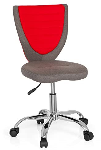 hjh OFFICE 670610 Kinder-Schreibtischstuhl KIDDY Comfort Jugend Bürostuhl höhenverstellbar, Filz-Bezug Grau/Rot