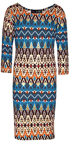 A2Z 4 Kids Girls Royal Aztec Foil Skater Dress Age 7-13 Years | Shiny Patterned Midi Outfit For Celebrations Events And Modern Styling