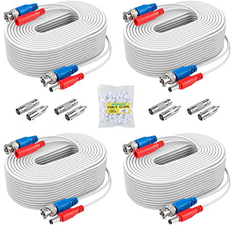 ANNKE BNC Kabel Videokabel CCTV DVR 4 x 30M DC Power für Überwachungskamera Videoüberwachung Überwachungssystem + BNC RCA Adapter