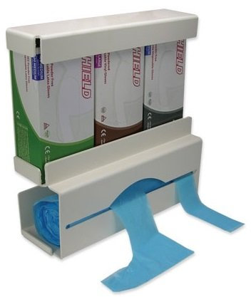 Duo Glove and Apron Dispenser White Plastic