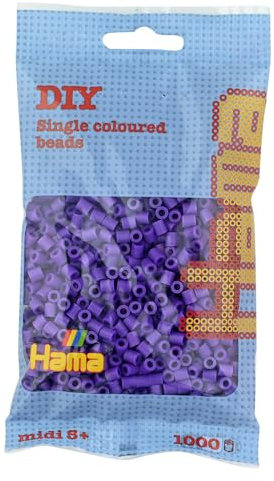 Hama Perlen 207-07 Bügelperlen Beutel mit ca. 1.000 Midi Bastelperlen mit Durchmesser 5 mm in Lila, kreativer Bastelspaß für Groß und Klein