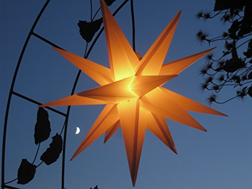 Außenstern gelb mit auswechelbarer LED - beleuchteter Stern 55-60 cm Adventsstern Weihnachtsstern Leuchtstern Faltstern wetterfest