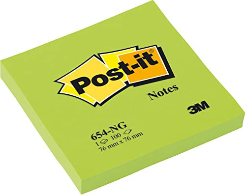 Post-it 654-NG Haftnotizen, 76 x 76 mm, neongrün