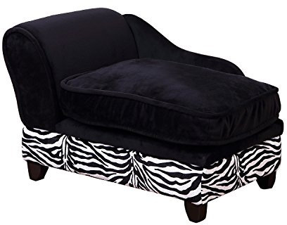 PawHut Méridienne canapé Design pour Chien Chat avec Coffre de Rangement sur Pied 57 x 34 x 36 cm Noir zébré