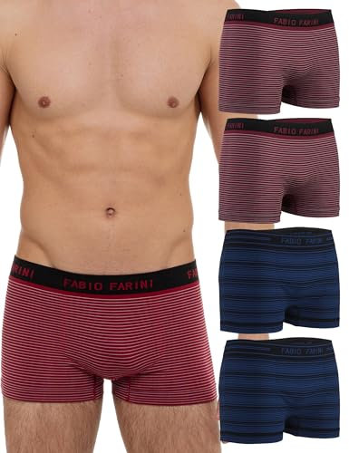 Fabio Farini - 4er-Pack Seamless Boxershorts Unterhosen Männer aus Microfaser, Nahtlose Retroshorts für Herren Multi-Set - Set 31 S
