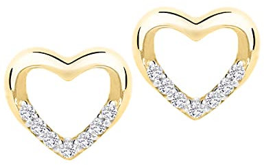 My Gold Herz Ohrstecker Stecker Ohrringe Echtes Gelbgold 333 Gold (8 Karat) Zirkonia Zart 8mm Herzchen Herzform Fine V0008828