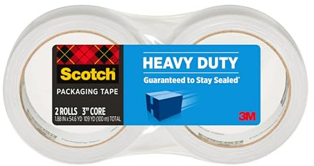 Scotch Heavy Duty Shipping Packaging Tape, 1.88 Inches x 54.6 Yards, 2 Rolls (3850-2) by