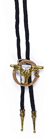 Bristol Novelty BA692 1 Piece | Black and Gold Size-30 g Cowboy Bootlace Tie Steer and Rope, Womens, One Size
