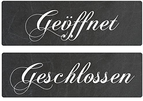 METALLSCHILD Blechschild WENDESCHILD GEÖFFNET GESCHLOSSEN SCHWARZ Türschild Laden