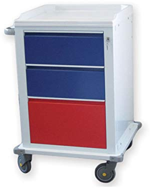 GiMa 45604 Stahl lackiert Wagen Modular, 2 Schubladen Medi und 1 groß, 67 cm Länge x 63 cm Breite x 104 cm Höhe
