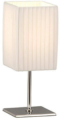 GLOBO Hochwertige Tischleuchte Metall chrom, Textil weiß BAILEY 24660