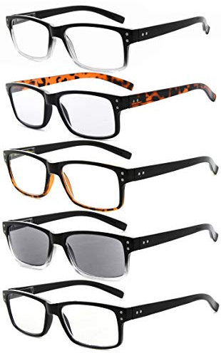 Eyekepper 5er-pack Federscharniere Vintage- Herren Lesebrille (Je eine Farbe)