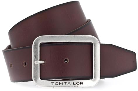 TOM TAILOR Herren Gürtel & Riemen Ledergürtel mit matter Schnalle cognac,80,B660,8000