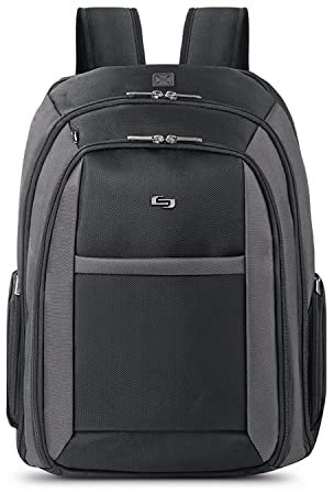 Solo Pro 16 Laptop Backpack, Removable Sleeve, Black/Grey