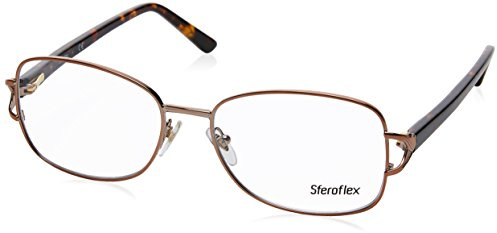 Sferoflex Womens SF2572 Square Prescription Eyewear Frames, Shiny Copper/Demo Lens, 52 mm