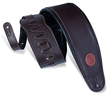 Levy's Leathers Ledergurt für Gitarre oder Bass | Breite 11 cm | Dunkelbraun | (MSS2-4-DBR)