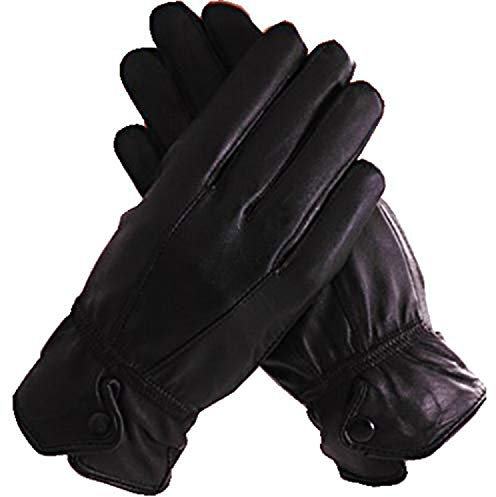 Eye Catch - Sophia Damen Lederhandschuhe mit Fell an den Handgelenken Schwarz One Size