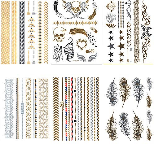 10 Bögen Körpertattoo Aufkleber Tattoo Haut Schmuck Armband Knöchelband Modeschmuck Karneval Fasching Verkleidung