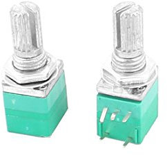sourcing map 2Stk B50K 50K Ohm 6mm Rändelschraube Welle drehbar Potentiometer mit Schalter de