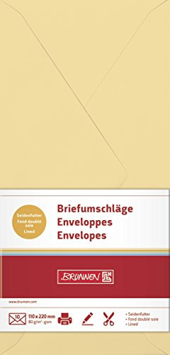 BRUNNEN 105125114 Briefumschlag (DIN lang, 110 x 220 mm, gummiert, Papier, 80 g/qm, 10 Umschläge) honig