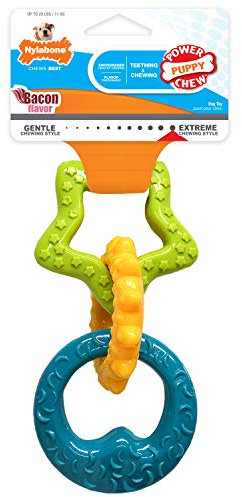 Nylabone Gentle Puppy Dog Teething Chew Toy Rings, Bacon Flavour, Small, for Puppies Up to 11 kg