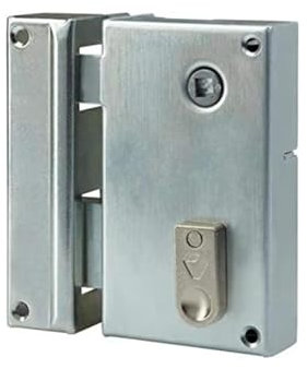 Vachette Serrure en Applique Verticale à fouillot Gauche, pour Grilles et Portails - 67237/SC G - Carré de 7 mm, Axe à 44 mm, Convient pour Une Utilisation extérieure, 2 Clés fournies, Zinguée Blanc