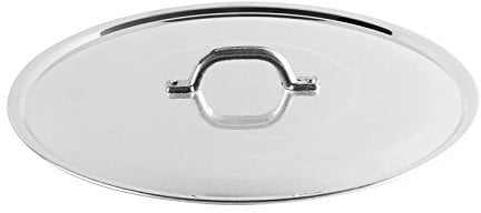 Pentole Agnelli FAMA2934 Tapa Plana con Mango, Borde y Puente, Tipo Pesado en Aluminio BLTF, Plata Pulida, 34 cm