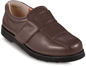 Chums Men's Leather Wide Fitting Shoes Wide Opening for Easy Access Touch Fastening for Comfortable Fit Brown 11 UK