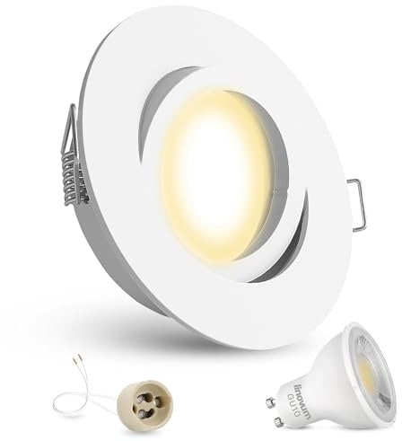 linovum LED Decken Einbauleuchte rund schwenkbar weiß | Einbaustrahler mit 2W warmweiß Spot inkl. GU10 Fassung