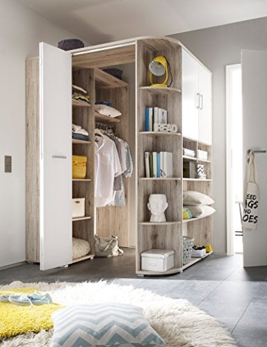 Avanti Trendstore - Eckschrank in Sandeiche Dekor/weiß, ca 133-146/198 cm.