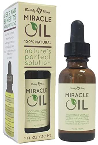 Earthly Body Miracle Oil, 30 mL - 100% natürliches Teebaumöl, Hanfsamenöl & Vitamin E - Moisturizer, lindert Hautirritationen, glättet Falten - glutenfrei, 100% vegan