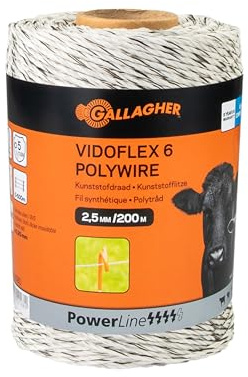Gallagher Vidoflex 6 Powerline (blanco, 200 metros) - Conductores de valla eléctrica - Alambre sintético