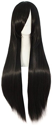 MapofBeauty 32 lange gerade Anime Kostüm Cosplay Perücke Partei Perücke (schwarz)