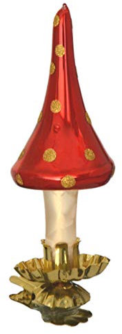 Jingle Bells Lauscha Christbaumschmuck Pilz Wichtel Champagner/rot 3 Stück
