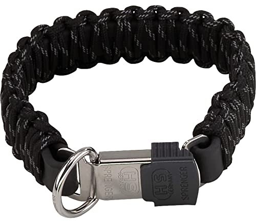 Sprenger Hundehalsband aus stabilem Paracord Nylon mit Edelstahl Clic Lock Verschluss I Wasserabweisende Halskette, reflektierend, langlebig 50 cm, schwarz