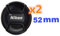 2X Bouchon (Cache Objectif) de Remplacement 52mm, pour Nikon coolpix P100/L120