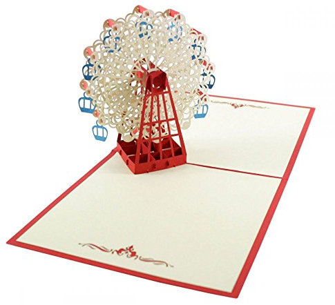 Riesenrad (Rot) als 3D Karte/Pop-Up Karte zum Geburtstag, als Glückwunschkarte oder Grußkarte verschenken