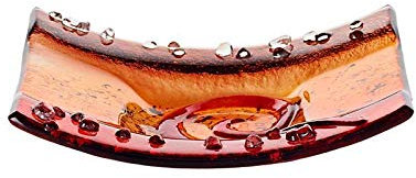CRISTALICA Kerzenhalter Kerzenteller Wippe Tischdekoration Fusing Glas rot 12x14cm Handmade