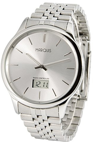 MARQUIS Elegante Herren Funkuhr (Junghans-Uhrwerk) Gehäuse und Armband aus Edelstahl 964.6022