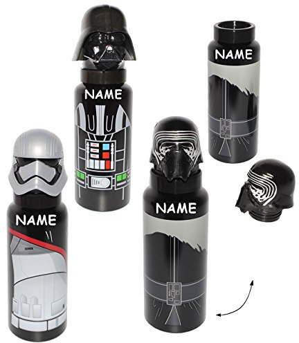 alles-meine.de GmbH 2 TLG. Set 3-D Effekt Alu Trinkflasche - Star War - Trooper/Stormtrooper - Kylon Ren - Darth Vader - incl. Name - 700 ml - aus Aluminium - für Kinde..