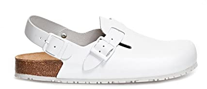 Abeba Clog 8040 - Nature Glattleder weiß mit Korkfußbett