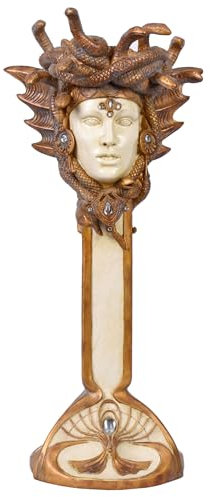 Kerzenleuchter Gorgo Medusa Leuchter Jugendstil Kerzenhalter Skulptur IS025 Palazzo Exklusiv Jugendstil-Kerzenleuchter „Gorgo Medusa“ – Antike Eleganz mit Schlangenkrone & Kristallbesatz