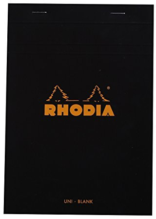 Rhodia 160009C - Schreibblock / Notizblock geheftet No.16 DIN A5 21x14,8 cm, 80 Blätter blanko 80g, abtrennbar und mikroperforiert, mit Kartonrücken, Schwarz, 1 Stück