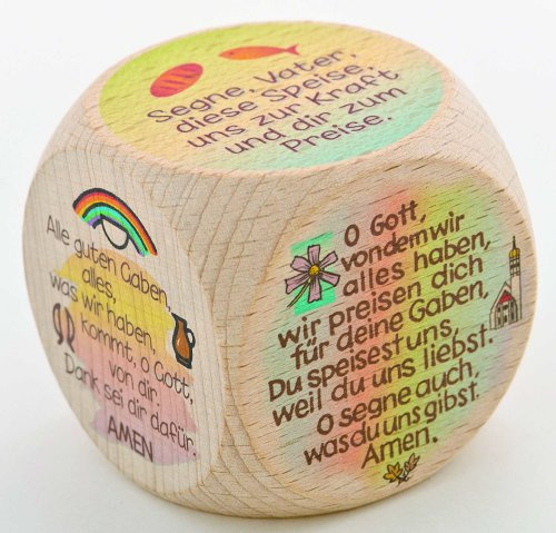 Kleiner Gebetswürfel 5cm Tischgebete aus Buchenholz Mehrfarbig Bedruckt